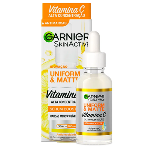 Imagem Packshot 30ml | Sérum Booster Antimarcas de Uniform&Matte com vitamina C | Garnier